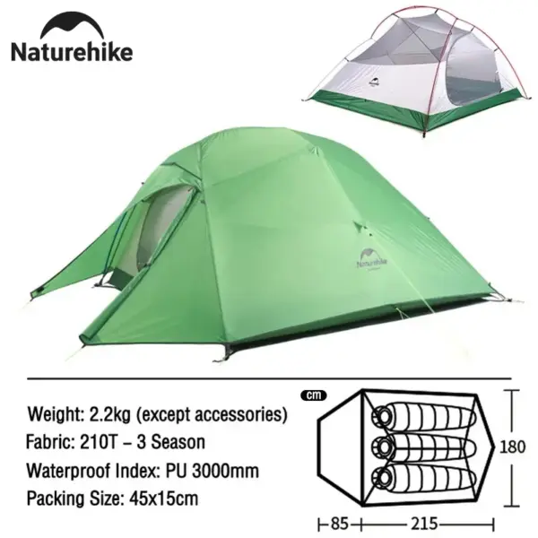 3 Person - Naturehike Cloud Up Backpacking Tent - Image 10