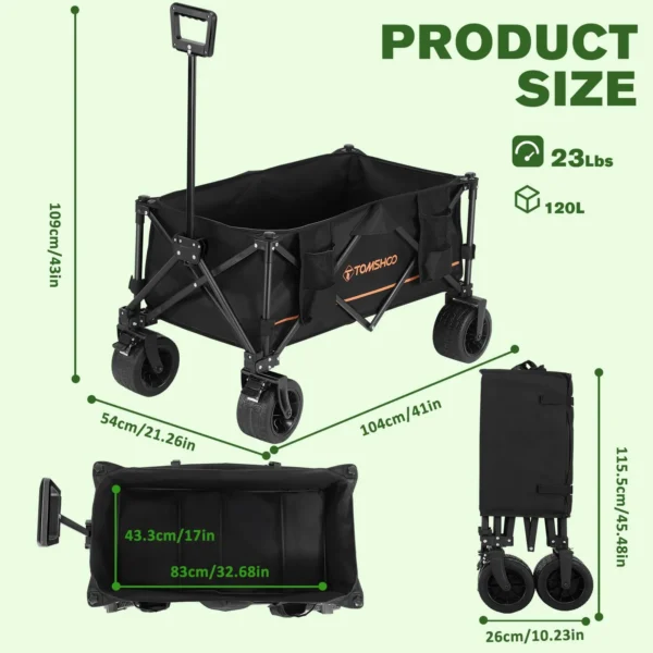 TOMSHOO - Heavy Duty Foldable Wagon Cart