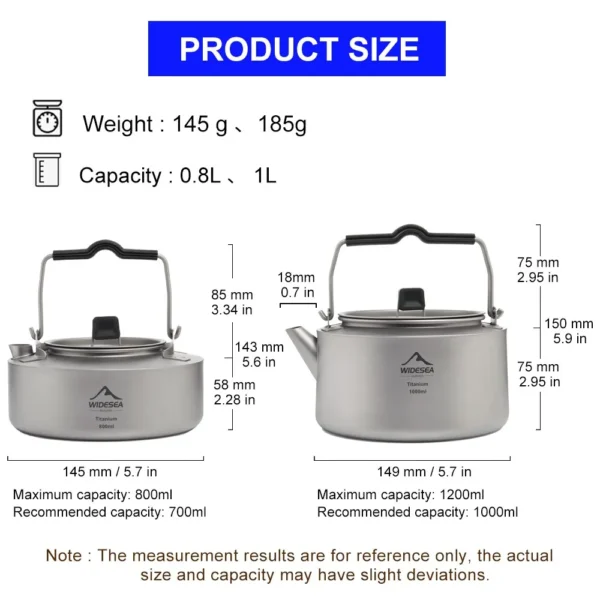 WIDESEA Titanium Camping Kettle