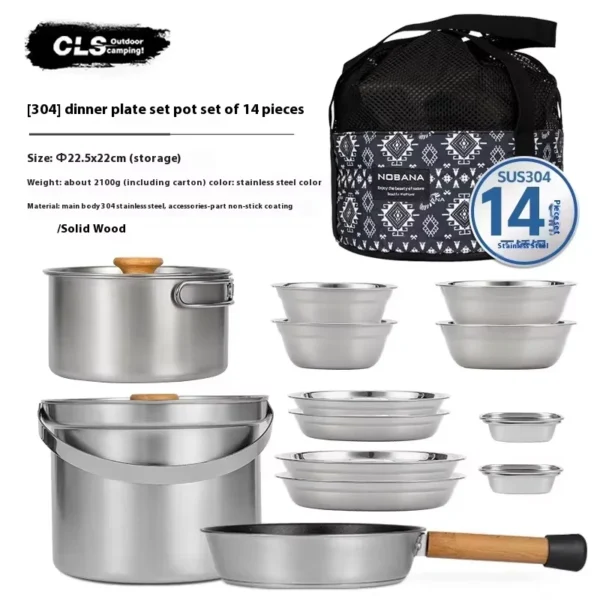 NOBANA - Stainless Steel Camping Pot Set
