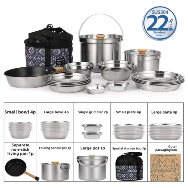 NOBANA - Stainless Steel Camping Pot Set